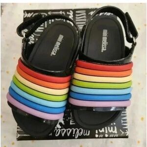 Mini melissa beach slide‎ rainbow black Toddler US 10cGIRLS JELLY SANDALS-Q7
